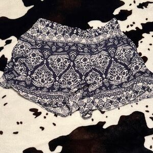 Mudd High Waist Navy and White Patterned Shorts